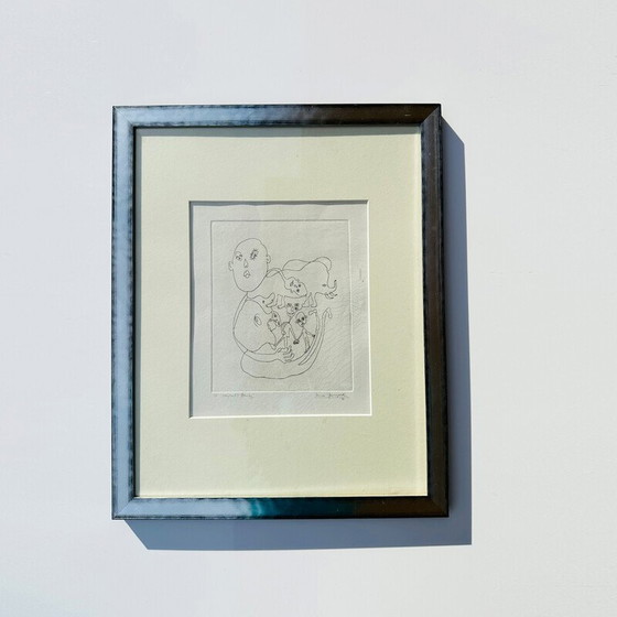 Image 1 of Vintage lithograph in lacquered wooden frame by L. Gewisgold, 1970