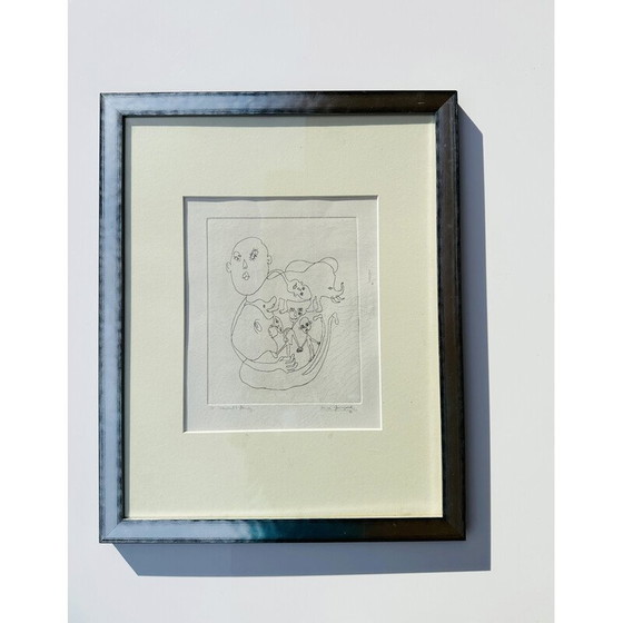 Image 1 of Vintage lithograph in lacquered wooden frame by L. Gewisgold, 1970