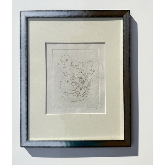 Image 1 of Vintage lithograph in lacquered wooden frame by L. Gewisgold, 1970