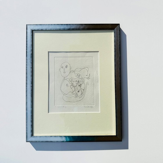 Image 1 of Vintage lithograph in lacquered wooden frame by L. Gewisgold, 1970