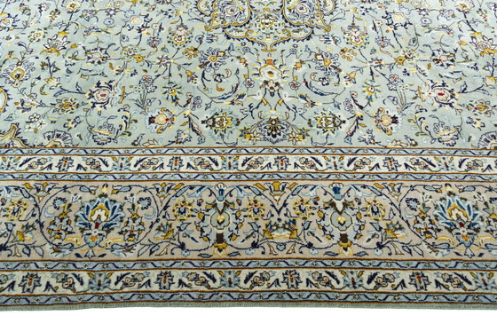 Image 1 of 391 X 293 Cm Hand-Knotted Keshan Rug In Pistachio Green