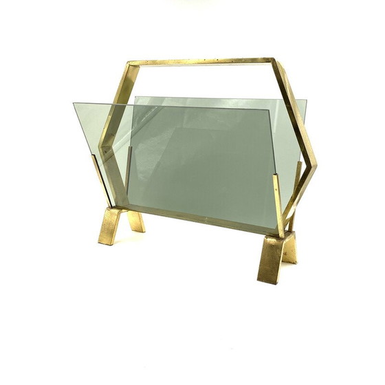 Image 1 of Vintage brass magazine rack, Italy 1970