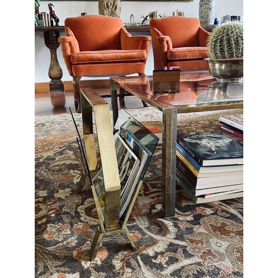 Image 1 of Vintage brass magazine rack, Italy 1970