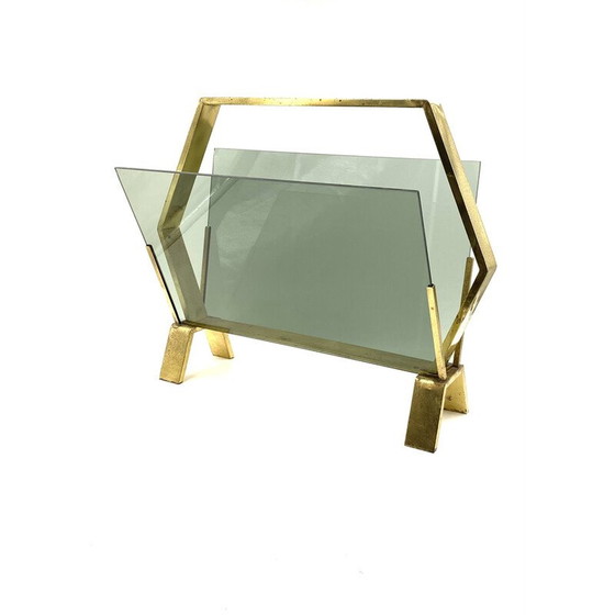 Image 1 of Vintage brass magazine rack, Italy 1970