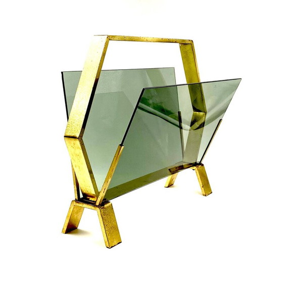 Image 1 of Vintage brass magazine rack, Italy 1970