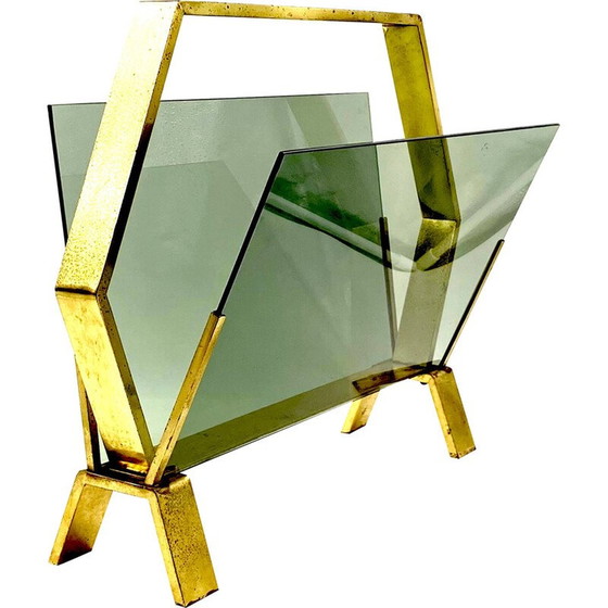 Image 1 of Vintage brass magazine rack, Italy 1970
