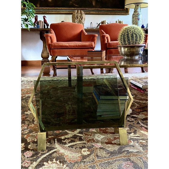 Image 1 of Vintage brass magazine rack, Italy 1970