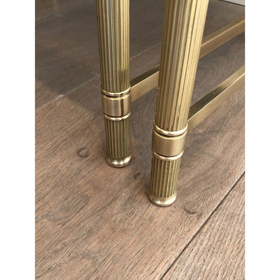Image 1 of Vintage brass nesting tables with smoked glass, 1970