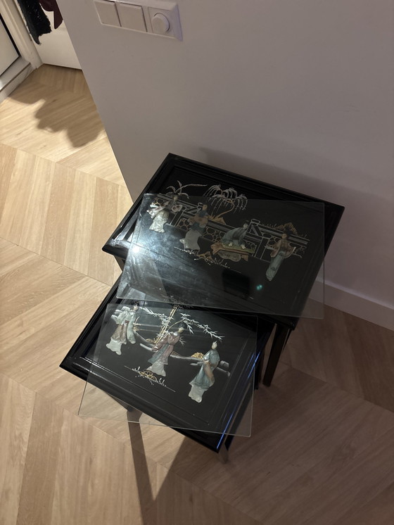 Image 1 of 2x Chinese, Hand Inlaid Side Tables