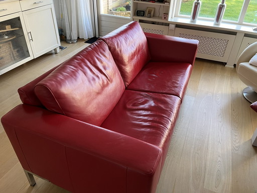 Montel 2 Seater Sofa Leather Luca Red 055