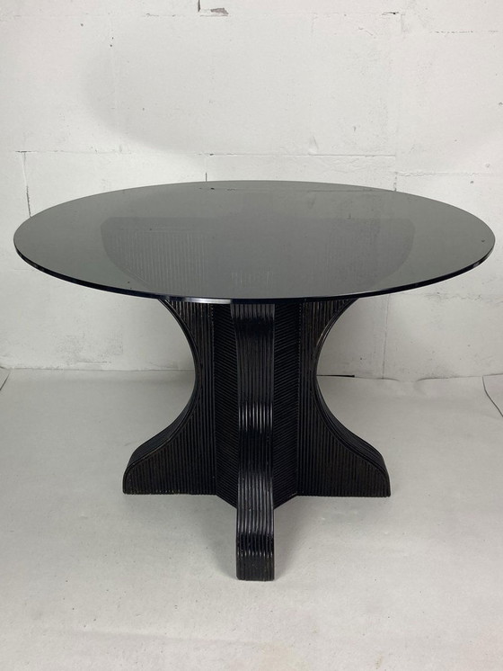 Image 1 of Dining Or Side Table Base With Smoked Glass Top, 1970S