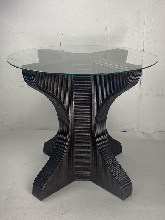 Image 1 of Dining Or Side Table Base With Smoked Glass Top, 1970S