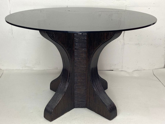 Image 1 of Dining Or Side Table Base With Smoked Glass Top, 1970S