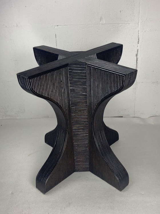 Image 1 of Dining Or Side Table Base With Smoked Glass Top, 1970S