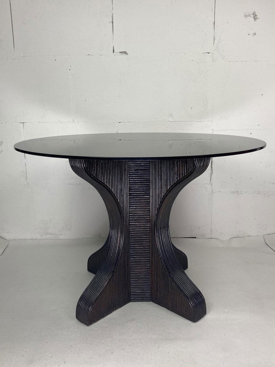 Image 1 of Dining Or Side Table Base With Smoked Glass Top, 1970S