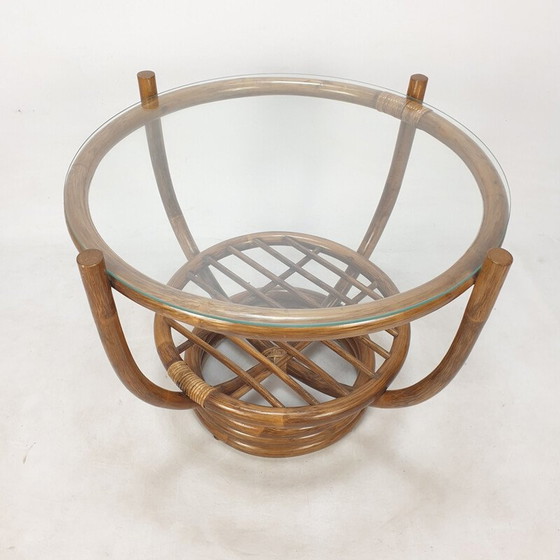 Image 1 of Vintage coffee table in bamboo and glass, Italy 1980