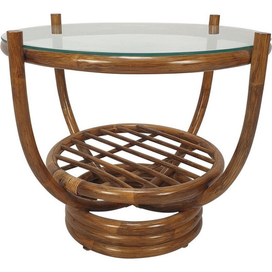 Image 1 of Vintage coffee table in bamboo and glass, Italy 1980