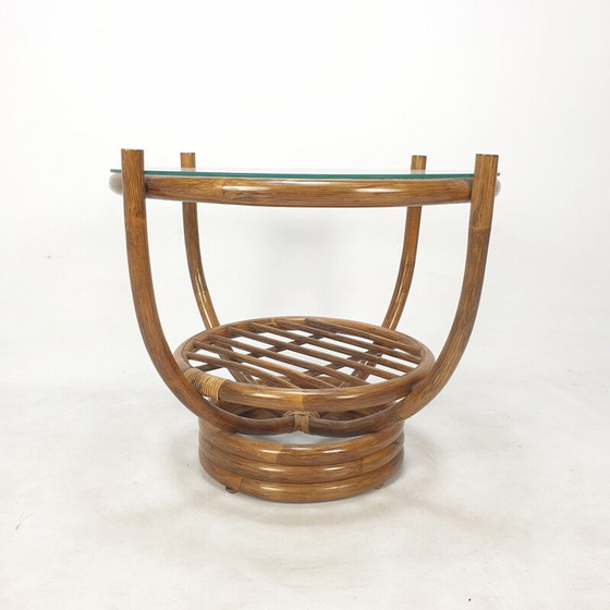 Image 1 of Vintage coffee table in bamboo and glass, Italy 1980