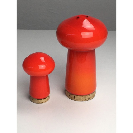 Image 1 of Vintage Danish salt and pepper set in red glass by Michael Bang for Holmegaard, 1970s
