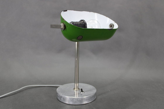 Image 1 of 1940S Art Deco Nickel Banker Table Lamp, Czechoslovakia