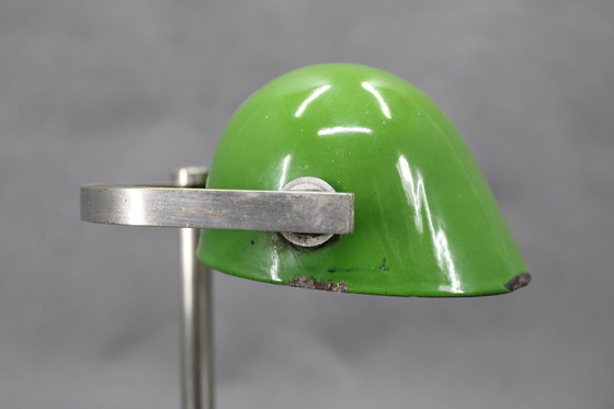 Image 1 of 1940S Art Deco Nickel Banker Table Lamp, Czechoslovakia