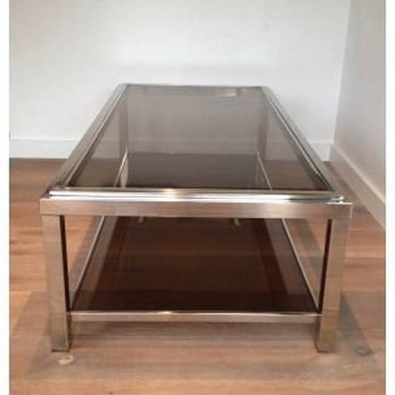 Image 1 of Vintage rectangular chrome coffee table, 1970