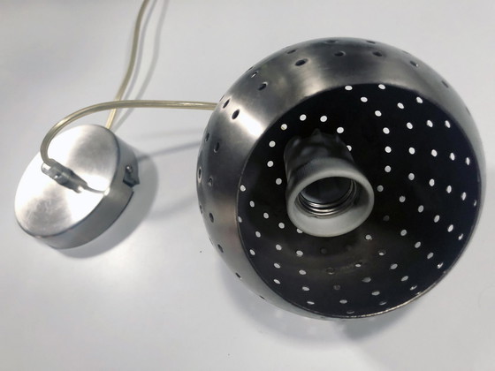Image 1 of Vintage Hanging lamp - Brushed Steel - Carini - Post Space Age - 1980