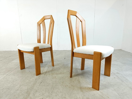 Image 1 of 6x Vintage brutalist oak dining chairs