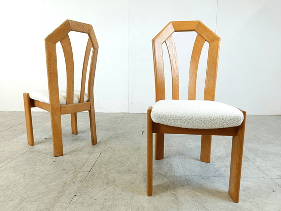 Image 1 of 6x Vintage brutalist oak dining chairs