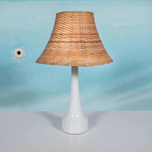 Vintage glass Holmegaard table lamp, Nordic table lamp