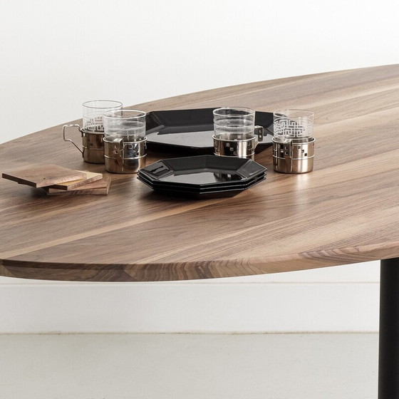 Image 1 of Vintage dining table in American walnut and black metal