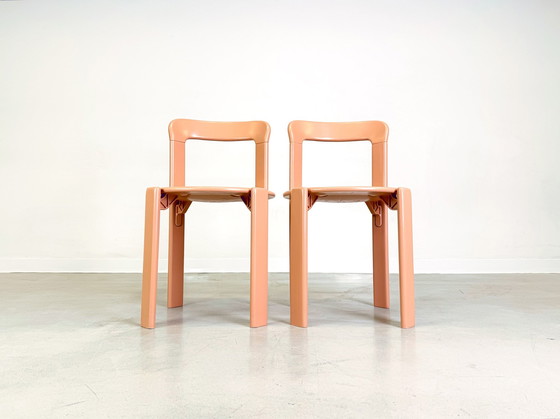 Image 1 of Set di 2 sedie vintage beige rosse Bruno Rey Kusch &amp; Co design anni '70 ridipinte