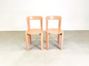 Set di 2 sedie vintage beige rosse Bruno Rey Kusch &amp; Co design anni '70 ridipinte