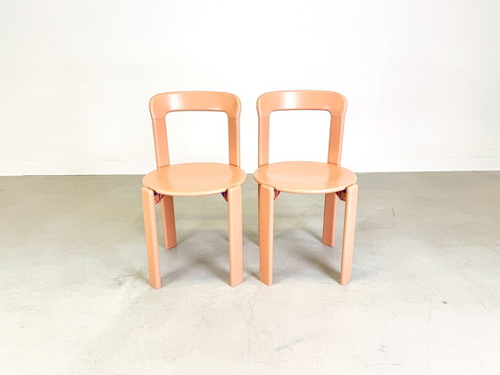 Image 1 of Set di 2 sedie vintage beige rosse Bruno Rey Kusch &amp; Co design anni '70 ridipinte