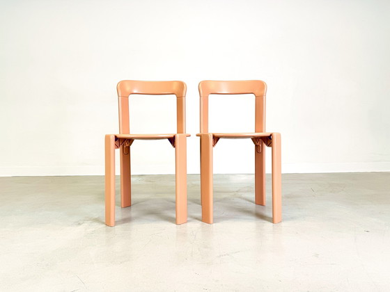 Image 1 of Set di 2 sedie vintage beige rosse Bruno Rey Kusch &amp; Co design anni '70 ridipinte