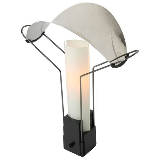 Vintage lacquered metal table lamp by King and Miranda for Arteluce, 1980