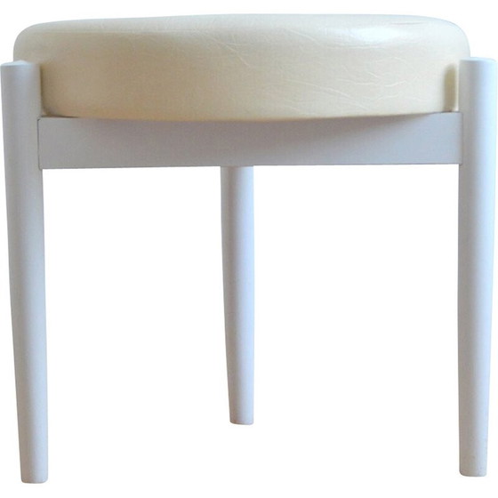 Image 1 of Vintage stool with ecru vinyl cushion, 1960