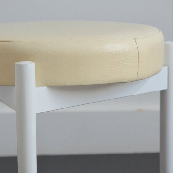 Image 1 of Vintage stool with ecru vinyl cushion, 1960