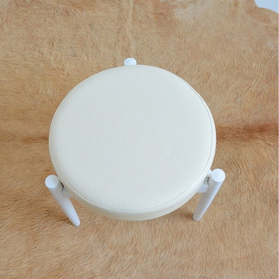 Image 1 of Vintage stool with ecru vinyl cushion, 1960