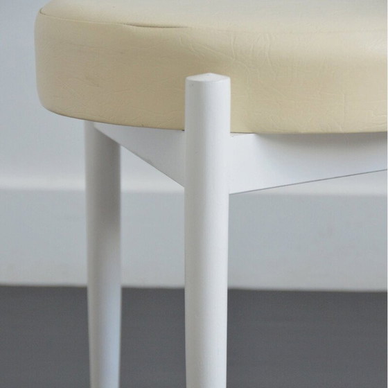 Image 1 of Vintage stool with ecru vinyl cushion, 1960