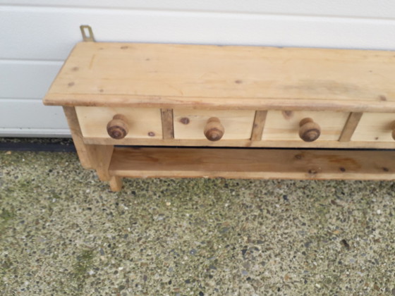 Image 1 of Brocante pine wall shelf with drawers 85 cm wide