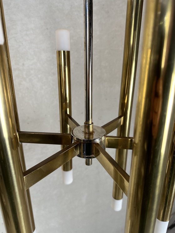 Image 1 of Lampada a sospensione Boulanger tubolare in ottone vintage 