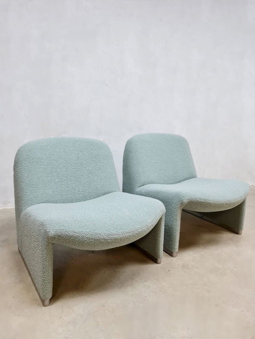 2x Alky Chairs Light Blue Artifort, New Upholstered