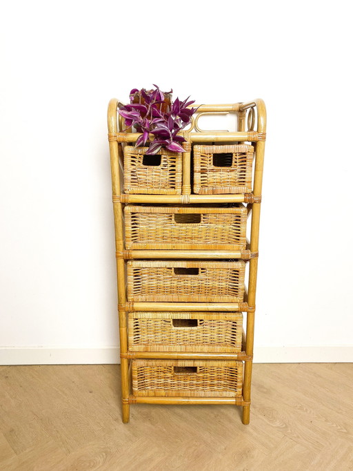 Rattan Chest of Drawers, Five/Six Drawers