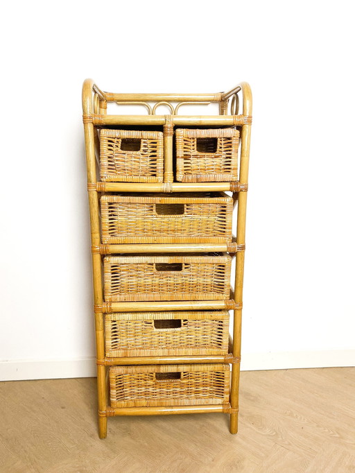 Rattan Chest of Drawers, Five/Six Drawers