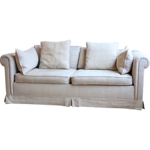 Vintage Chester sofa bed in linen fabric