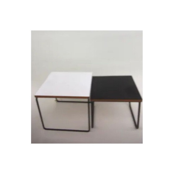 Image 1 of Coppia di comodini vintage in metallo e legno di Pierre Gariche per Steiner