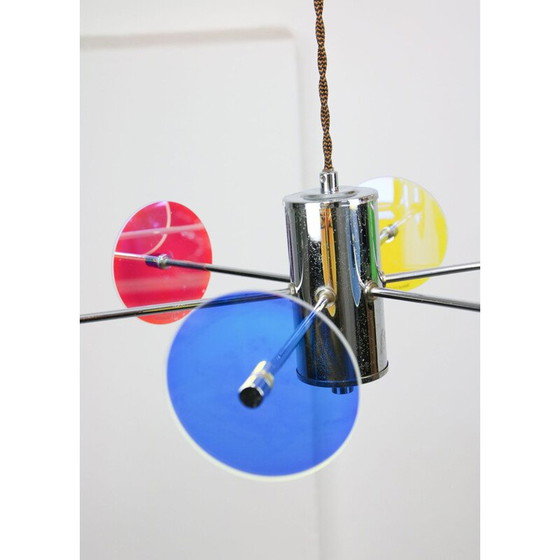 Image 1 of Vintage chrome-plated suspension with glass sculpture, Italy 1970