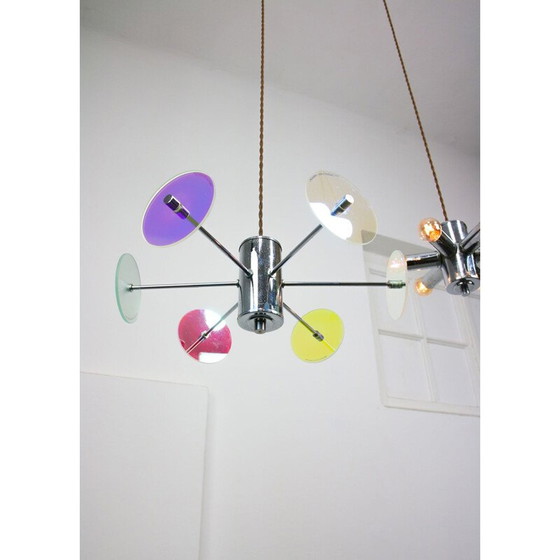 Image 1 of Vintage chrome-plated suspension with glass sculpture, Italy 1970