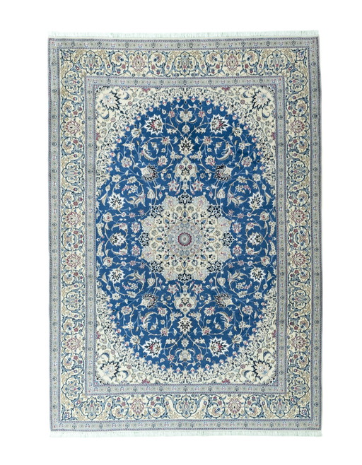 Hand-knotted Nain 9 La Oriental Rug With Silk - 295 X 205 Cm